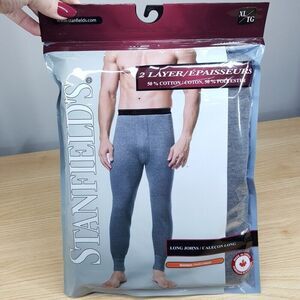STANFIELDS Long Johns Mens XL Gray 2 Layer Fitted Base Layer Pants $52